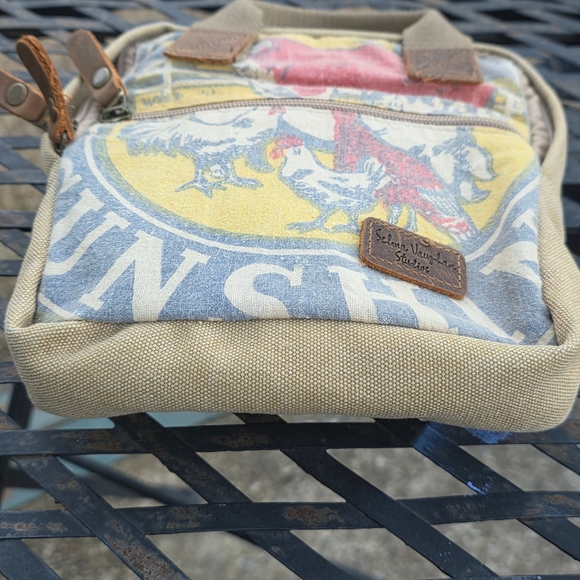Selina Vaughan Studios Canvas Mini Backpack Crossbody Rooster Print Tan Boho - Picture 10 of 16